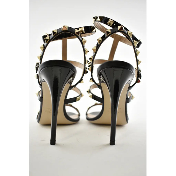 Valentino Rockstud 105 Black Patent Stud Caged Ankle Strap Sandal Heel Pump 40.5 - Picture 10 of 11